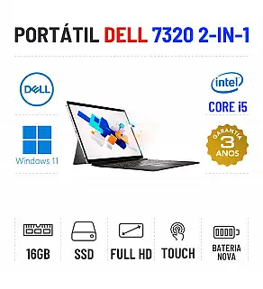 DELL LATITUDE 7320 2-IN-1 | 13.3" TOUCH FULLHD | I5-1140G7 | 16GB RAM | 240GB SSD | BATERIA NOVA
