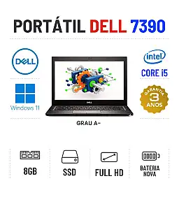 DELL LATITUDE 7390 | 13.3" FULLHD | i5-8350U | 8GB RAM | SSD | BATERIA NOVA