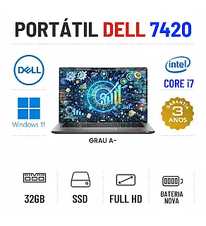 DELL LATITUDE 7420 | 14" FULLHD | i7-1185G7 | 32GB RAM | 960GB SSD | BATERIA NOVA