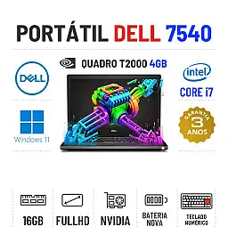 DELL PRECISION 7540 | 15.6" FULLHD | I7-9750H | 16GB RAM | 480GB SSD | QUADRO T2000 4GB | BATERIA NOVA DELL PRECISION 7540 | 15.6" FULLHD | I7-9750H | 16GB RAM | 480GB SSD | QUADRO T2000 4GB | BATERIA NOVA