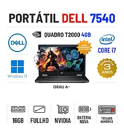 DELL PRECISION 7540 | 15.6" FULLHD | I7-9750H | 16GB RAM | 480GB SSD | QUADRO T2000 4GB = GTX1650TI | BATERIA NOVA DELL PRECISION 7540 | 15.6" FULLHD | I7-9750H | 16GB RAM | 480GB SSD | QUADRO T2000 4GB = GTX1650TI | BATERIA NOVA