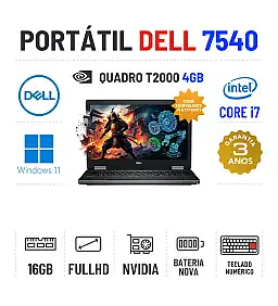 DELL PRECISION 7540 | 15.6" FULLHD | I7-9750H | 16GB RAM | 480GB SSD | QUADRO T2000 4GB = GTX1650TI | BATERIA NOVA DELL PRECISION 7540 | 15.6" FULLHD | I7-9750H | 16GB RAM | 480GB SSD | QUADRO T2000 4GB = GTX1650TI | BATERIA NOVA