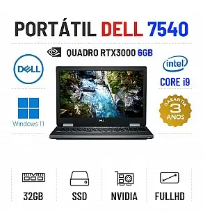 DELL PRECISION 7540 | 15.6" FULLHD | I9-9880H | 32GB RAM | 960GB SSD | QUADRO RTX3000 6GB | TECLADO NUMÉRICO OFERTA OFFICE