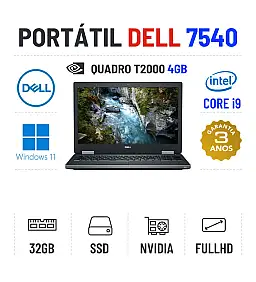 DELL PRECISION 7540 | 15.6" FULLHD | I9-9980HK | 32GB RAM | 960GB SSD | QUADRO T2000 4GB