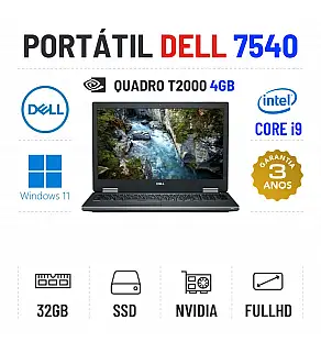 DELL PRECISION 7540 | 15.6" FULLHD | I9-9980HK | 32GB RAM | 960GB SSD | QUADRO T2000 4GB