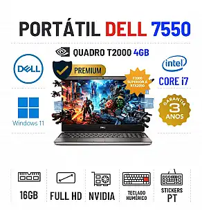 DELL PRECISION 7550 | 15.6" FULLHD | I7-10850H | 16GB RAM | 240GB SSD | QUADRO T2000 4GB SUPERIOR A RTX2050 4GB | TECLADO NUMÉRICO DELL PRECISION 7550 | 15.6" FULLHD | I7-10850H | 16GB RAM | 240GB SSD | QUADRO T2000 4GB SUPERIOR A RTX2050 4GB | TECLADO NUMÉRICO