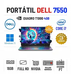DELL PRECISION 7550 | 15.6" FULLHD | I7-10750H | 16GB RAM | 240GB SSD | QUADRO T1000 4GB = GTX1050TI 4GB | TECLADO NUMÉRICO
