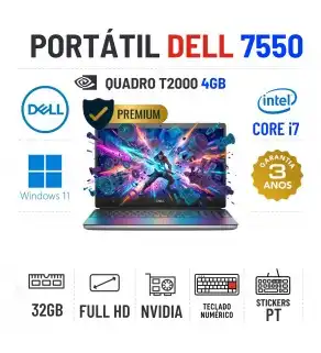 DELL PRECISION 7550 | 15.6" FULLHD | I7-10850H | 32GB RAM | 480GB SSD | QUADRO T2000 4GB | TECLADO NUMÉRICO 