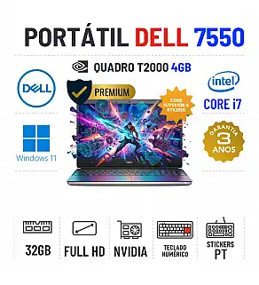 DELL PRECISION 7550 | 15.6" FULLHD | I7-10850H | 32GB RAM | 480GB SSD | QUADRO T2000 4GB SUPERIOR A RTX2050 4GB | TECLADO NUMÉRICO 