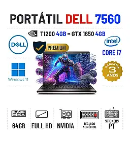 DELL PRECISION 7560 | 15.6" FULLHD | I7-11850H | 64GB RAM | 960GB SSD | QUADRO T1200 4GB = GTX 1650 4GB