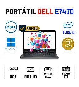 DELL LATITUDE E7470 | 14.1" FULLHD | I5-6300U | 8GB RAM | SSD | BATERIA NOVA