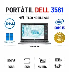 DELL PRECISION 3561 | 15.6" | I5-11500H | 16GB RAM | 240GB SSD | NVIDIA T600 4GB | BATERIA NOVA | TECLADO NUMERICO