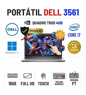 DELL PRECISION 3561 | 15.6" TOUCH FULLHD | I7-11800H | 16GB RAM | 240GB SSD | NVIDIA QUADRO T600 4GB = GTX1650-4GB | TECLADO NUMÉRICO DELL PRECISION 3561 | 15.6" TOUCH FULLHD | I7-11800H | 16GB RAM | 240GB SSD | NVIDIA QUADRO T600 4GB = GTX1650-4GB | TECLADO NUMÉRICO