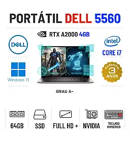 DELL PRECISION 5560 | 15.6" FULLHD + | i7-11850H | 64GB RAM | 960GB SSD | RTX A2000 4GB | TECLADO NUMÉRICO