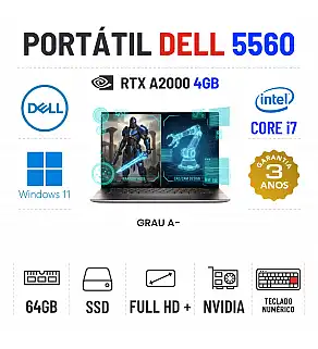 DELL PRECISION 5560 | 15.6" FULLHD + | i7-11850H | 64GB RAM | 960GB SSD | RTX A2000 4GB | TECLADO NUMÉRICO