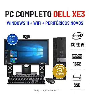 CONJUNTO PC DELL XE3 SFF | I5-8600 | 16GB RAM | 480GB SSD COM MONITOR + ACESSORIOS