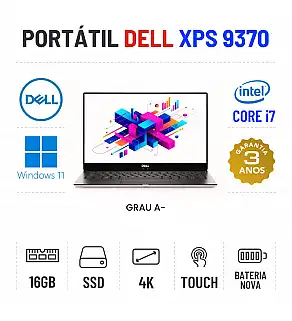 DELL XPS 13 9370 | 13.3" TOUCH 4K | i7-8550U | 16GB RAM | 480GB SSD | BATERIA NOVA