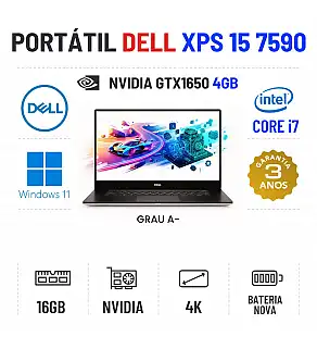 DELL XPS 15 7590 | 15.6" 4K | i7-9750H | 16GB RAM | 960GB SSD | GTX1650-4GB | BATERIA NOVA