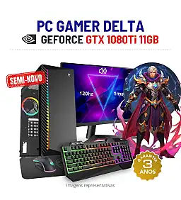 CONJUNTO GAMER DELTA SEMI-NOVO | GTX1080Ti-11GB | RYZEN 5 = i7-10700K | 16GB RAM | 960GB SSD COM MONITOR + ACESSORIOS
