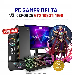 CONJUNTO GAMER DELTA SEMI-NOVO | GTX1080Ti-11GB | RYZEN 5 = i7-10700K | 16GB RAM | 960GB SSD COM MONITOR + ACESSORIOS