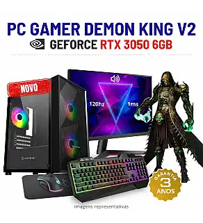 CONJUNTO GAMER DEMON KING V2 | RTX3050-6GB | RYZEN 3 = i7-7700K | 16GB RAM | 480GB SSD COM MONITOR + ACESSORIOS CONJUNTO GAMER DEMON KING V2 | RTX3050-6GB | RYZEN 3 = i7-7700K | 16GB RAM | 480GB SSD COM MONITOR + ACESSORIOS
