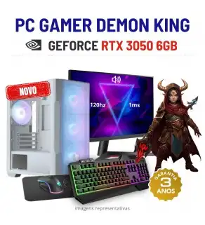 CONJUNTO GAMER DEMON KING NOVO | RTX3050-6GB | RYZEN 5 = i7-10700F | 16GB RAM | 480GB SSD COM MONITOR + ACESSORIOS