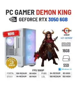 PC GAMER DEMON KING NOVO | RTX3050-6GB | RYZEN 5 = i7-10700F | 16GB RAM | 480GB SSD