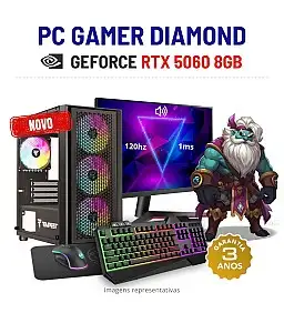 CONJUNTO GAMER DIAMOND | RTX5060-8GB | i5-12GEN=i7-10700KF | 32GB RAM | 960GB SSD COM MONITOR + ACESSORIOS