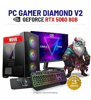 CONJUNTO GAMER DIAMOND V2 NOVO | RTX5060-8GB | i7-12700KF | 32GB RAM | 960GB SSD COM MONITOR + ACESSORIOS
