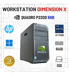 WORKSTATION 3D/CAD  HP Z4 G4 DIMENSION X | XEON=I7-7700K | 64GB RAM | 480GB SSD | QUADRO P2200 5GB