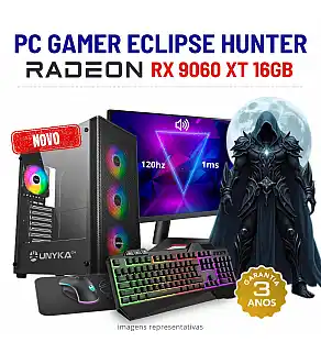 CONJUNTO GAMER ECLIPSE HUNTER NOVO | RX9060XT-16GB | i5-14GEN=i7-11700K | 32GB RAM | 960GB SSD COM MONITOR + ACESSORIOS CONJUNTO GAMER ECLIPSE HUNTER NOVO | RX9060XT-16GB | i5-14GEN=i7-11700K | 32GB RAM | 960GB SSD COM MONITOR + ACESSORIOS
