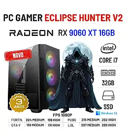 PC GAMER ECLIPSE HUNTER V2 NOVO | RX9060XT-16GB | i7-12700KF | 32GB RAM | 960GB SSD