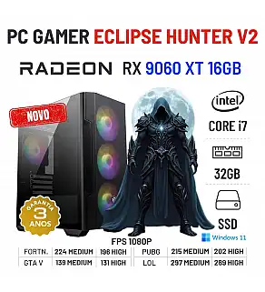 PC GAMER ECLIPSE HUNTER V2 NOVO | RX9060XT-16GB | i7-12700KF | 32GB RAM | 960GB SSD