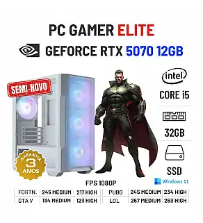 PC GAMER ELITE SEMI-NOVO | RTX5070-12GB | i5-14400F | 32GB RAM | 960GB SSD