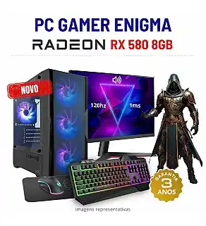 CONJUNTO GAMER ENIGMA | RX580-8GB | i3-10GEN=I7-7700 | 16GB RAM | 480GB SSD COM MONITOR + ACESSORIOS CONJUNTO GAMER ENIGMA | RX580-8GB | i3-10GEN=I7-7700 | 16GB RAM | 480GB SSD COM MONITOR + ACESSORIOS