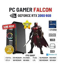 PC GAMER FALCON SEMI-NOVO | RTX2060-6GB SUPERIOR A RTX3050-8GB | XEON 10 CORES SUPERIOR i7-9700 | 16GB RAM | 960GB SSD