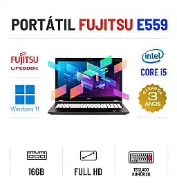 FUJITSU LIFEBOOK E559 | 15.6" FULLHD | i5-8265U | 16GB RAM | 480GB SSD | TECLADO NUMÉRICO | BATERIA NOVA