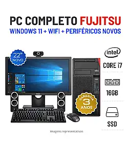CONJUNTO FUJITSU ESPRIMO P758 | i7-9700 | 16GB RAM | 240GB SSD COM MONITOR + ACESSORIOS