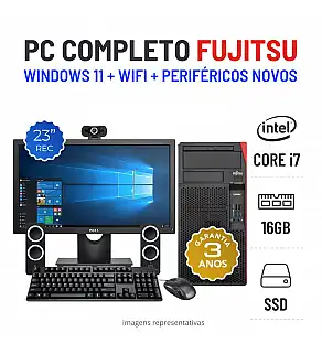 CONJUNTO FUJITSU ESPRIMO P758 | i7-9700 | 16GB RAM | 240GB SSD COM MONITOR + ACESSORIOS
