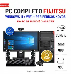 CONJUNTO FUJITSU ESPRIMO P958 | i5-8400 | 8GB RAM | 240GB SSD COM MONITOR + ACESSORIOS