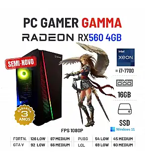 PC GAMER GAMMA SEMI-NOVO | RX560-4GB | XEON=I7-7700 | 16GB RAM | 240GB SSD