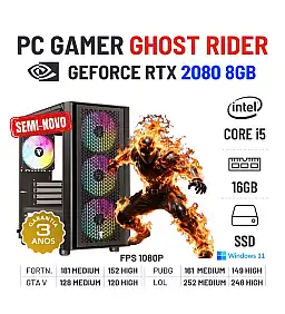 PC GAMER GHOST RIDER SEMI-NOVO | RTX2080-8GB | i5-14400F | 16GB RAM | 960GB SSD