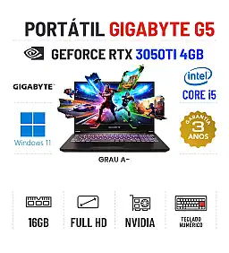GIGABYTE G5 | 15.6" FULLHD 144Hz | I5-11400H | 16GB RAM | 480GB SSD | RTX3050TI 4GB | TECLADO NUMÉRICO GIGABYTE G5 | 15.6" FULLHD 144Hz | I5-11400H | 16GB RAM | 480GB SSD | RTX3050TI 4GB | TECLADO NUMÉRICO
