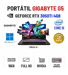 GIGABYTE G5 | 15.6" FULLHD 144Hz | I5-11400H | 16GB RAM | 480GB SSD | RTX3050TI 4GB | TECLADO NUMÉRICO