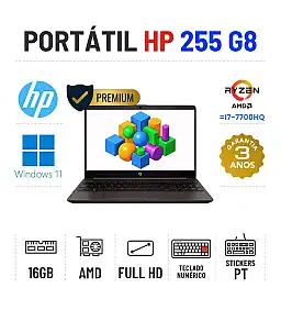 HP 255 G8 | 15" FULLHD| RYZEN 5 = i7-7700HQ | 16GB RAM | 240GB SSD | RADEON VEGA 8 | TECLADO NUMERICO