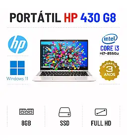 HP PROBOOK 430 G8 | 13.3" FULLHD | i3-1115G4 = I7-8550U | 8GB RAM | 240GB SSD