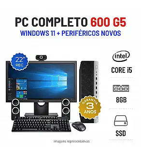 CONJUNTO HP 600 G5 SFF | i5-8600 | 8GB RAM | 240GB SSD COM MONITOR + ACESSORIOS CONJUNTO HP 600 G5 SFF | i5-8600 | 8GB RAM | 240GB SSD COM MONITOR + ACESSORIOS