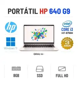 HP ELITEBOOK 640 G9 | 14'' FULLHD | i3-1215U = I7-8750H | 8GB RAM | 240GB SSD
