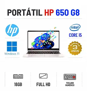 HP PROBOOK 650 G8 | 15.6" FULLHD | i5-1135G7 | 16GB RAM | 240GB SSD | TECLADO NUMÉRICO