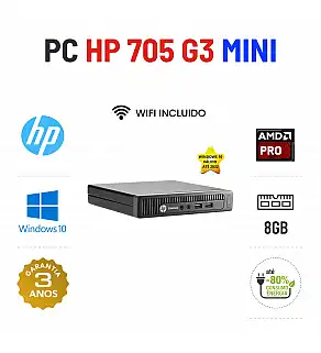 HP ELITEDESK 705 G3 MINI | AMD PRO A10-8770E | 8GB RAM | SSD | OFERTA DE OFFICE 2021